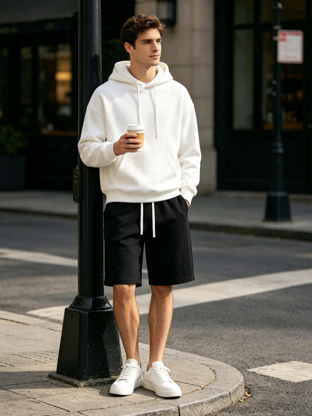 ZUY Men's Baggy Sweat Shorts Cotton Long Below Knee Fleece Capri Shorts 11" Athletic Casual 3/4 Pants with Pockets