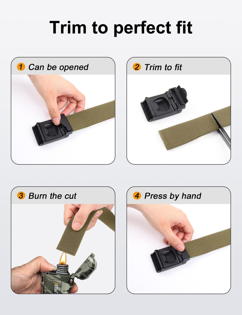 JUKMO Men's Stretch Tactical Belt, 1.5" Elastic Nylon Web with Flip Buckle