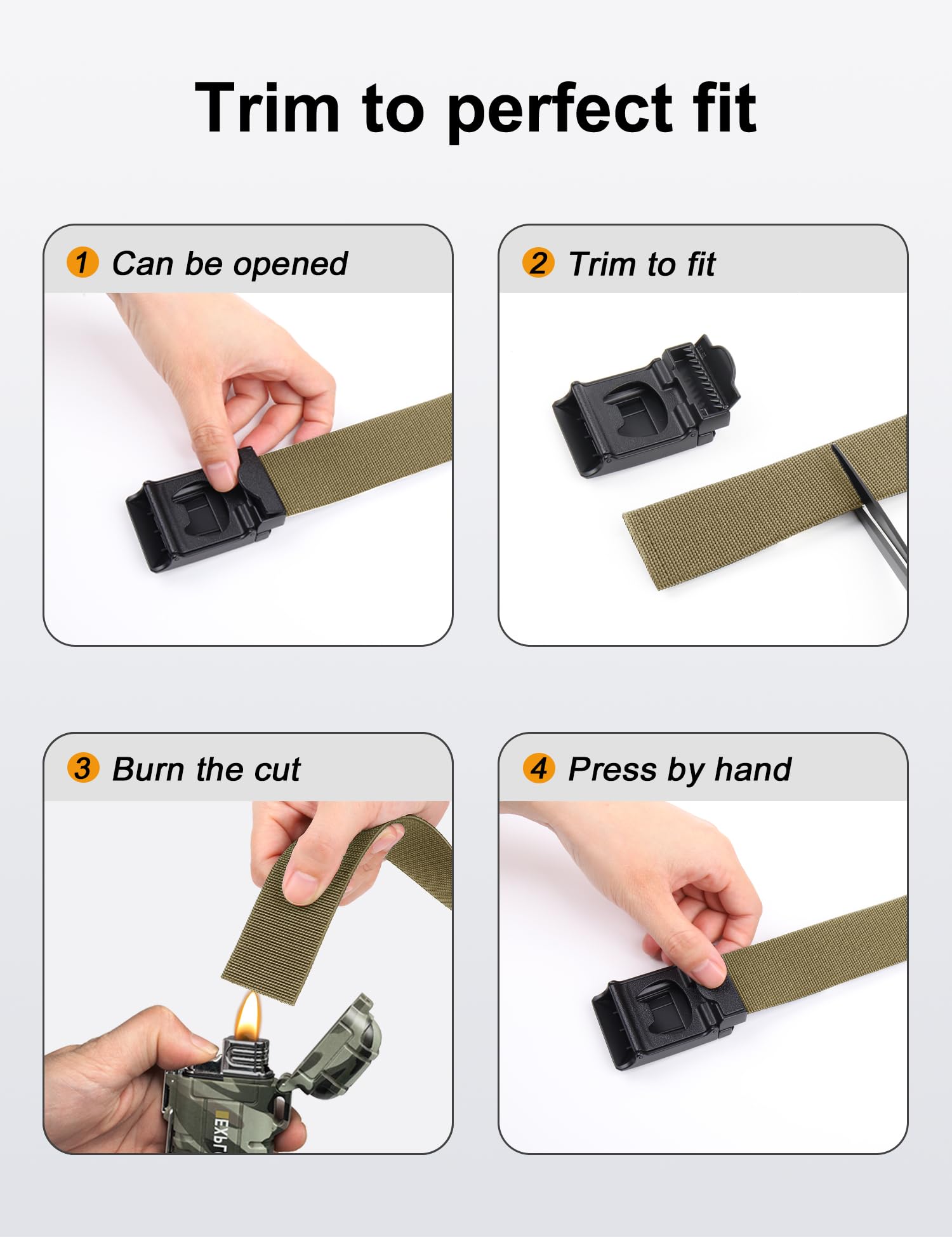 JUKMO Men's Stretch Tactical Belt, 1.5" Elastic Nylon Web with Flip Buckle