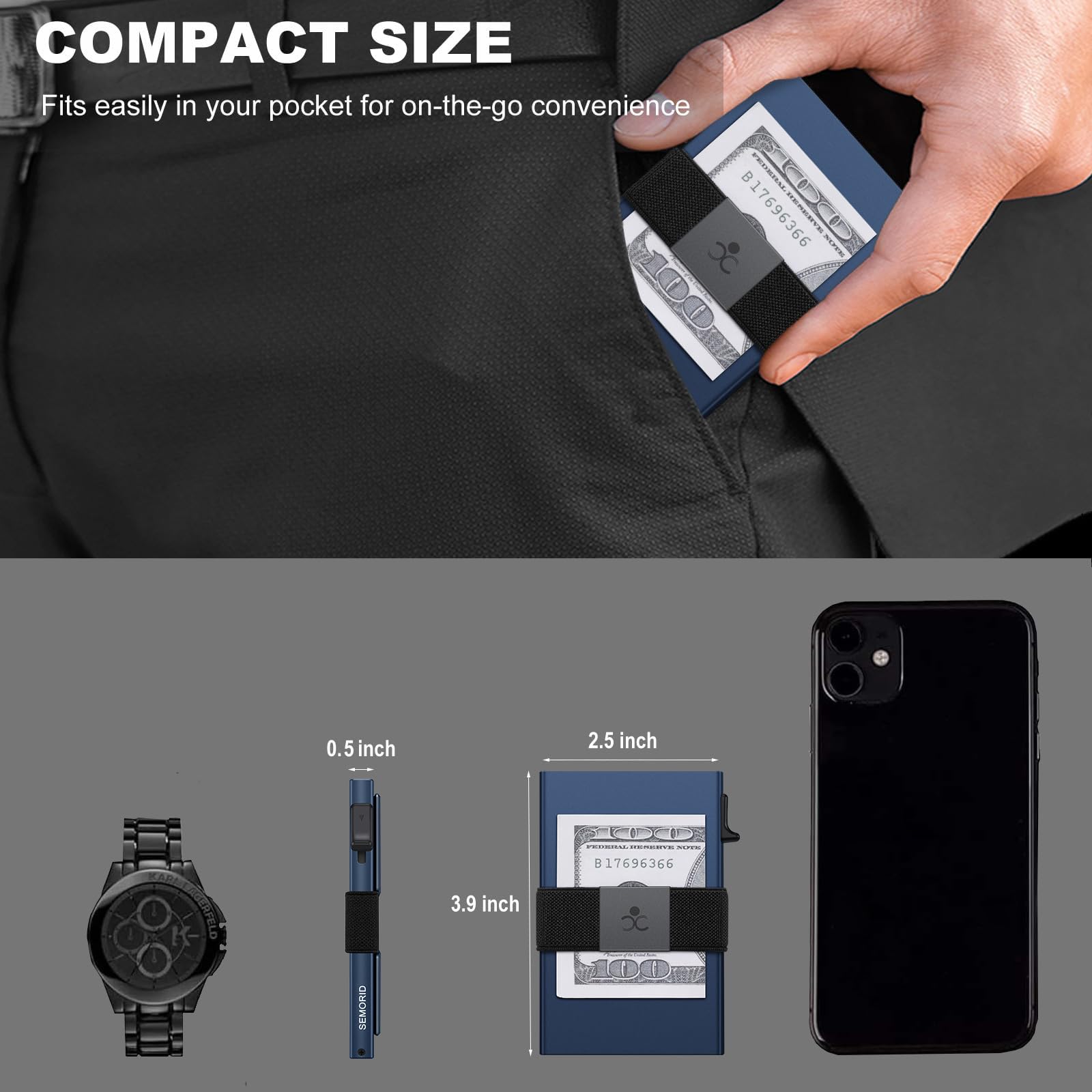 SEMORID RFID Blocking Slim Card Holder Wallet for Men Wallet Minimalist