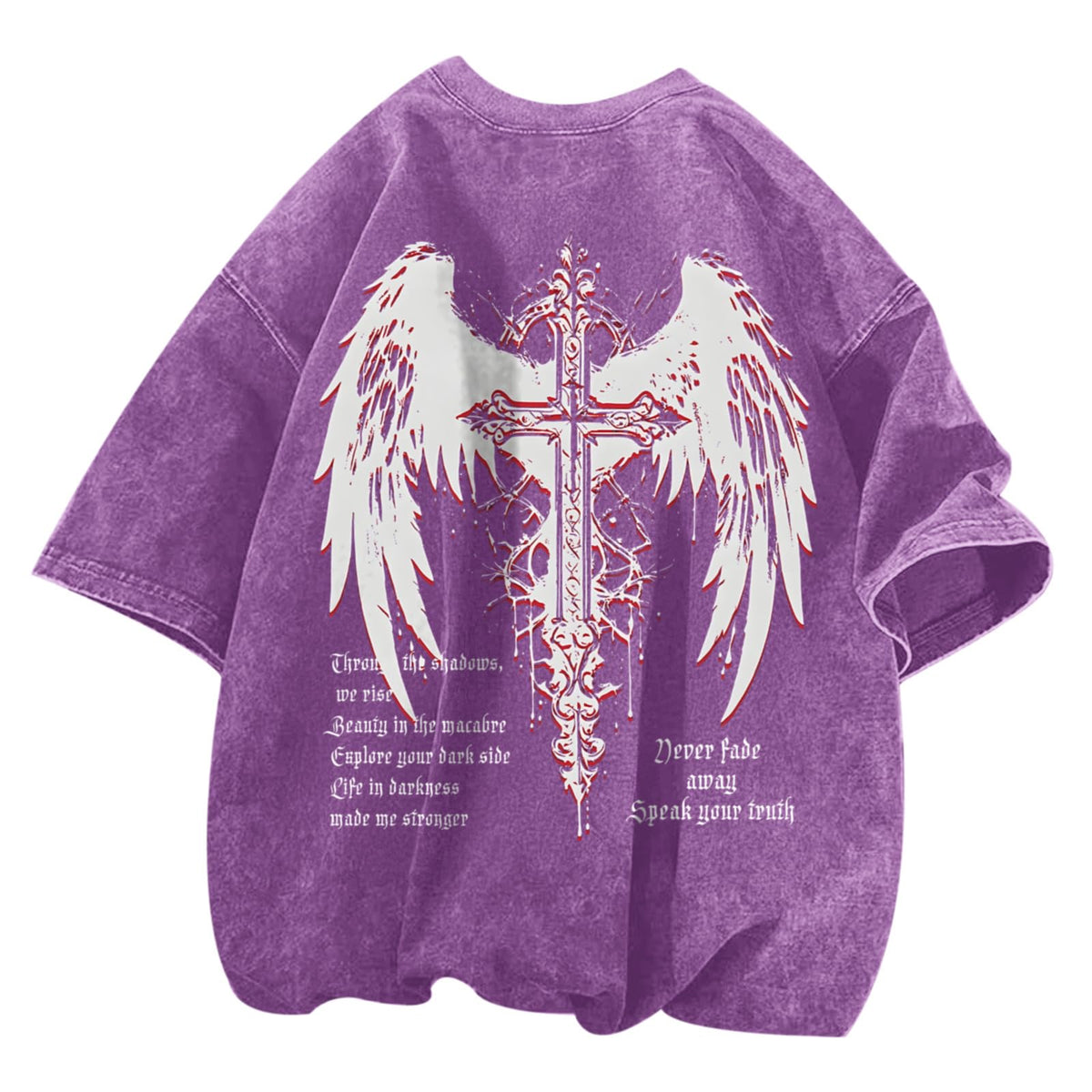 Vintage Goth Punk Shirts for Men Grunge Streetwear Oversized Tshirts Gothic Cross Y2k Graphic Tees Acid Wash T Shirt