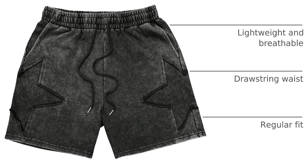 VIPWOLF Men's Star Graphic Y2k Shorts Distressed Track Shorts Streetwear