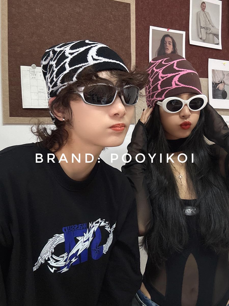 Y2K Knitted Beanies Hat Men Women Graphic Vintage Cap Gothic Warm Knitted Hat Streetwear Trend Beanie