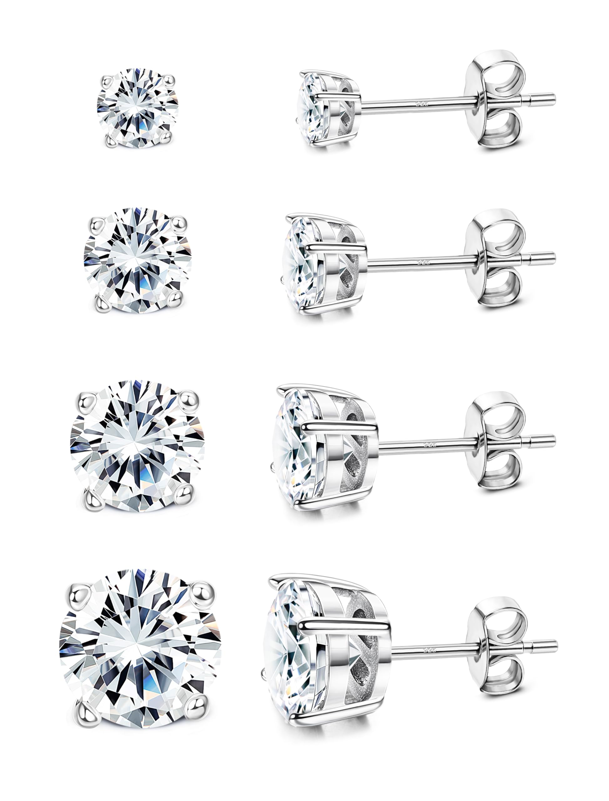 MILACOLATO S925 Sterling Silver Stud Earrings for Women Men Hypoallergenic 18K Gold Plated Cubic Zirconia Earrings Studs Brilliant Simulated Diamond Halo Earring for Sensitive Ears