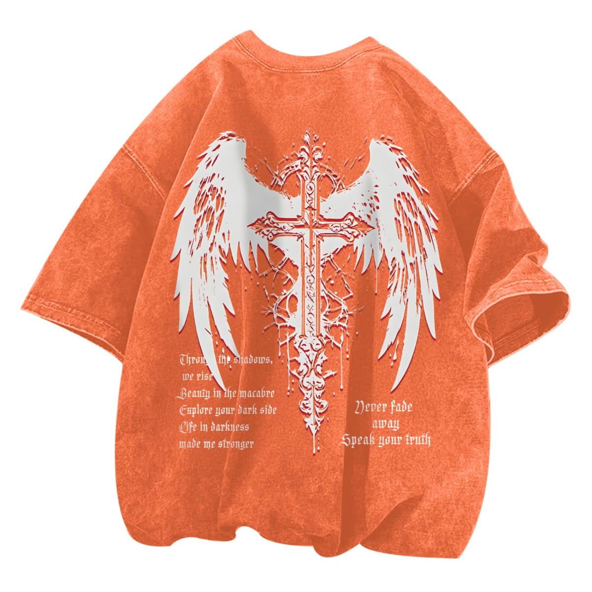 Vintage Goth Punk Shirts for Men Grunge Streetwear Oversized Tshirts Gothic Cross Y2k Graphic Tees Acid Wash T Shirt