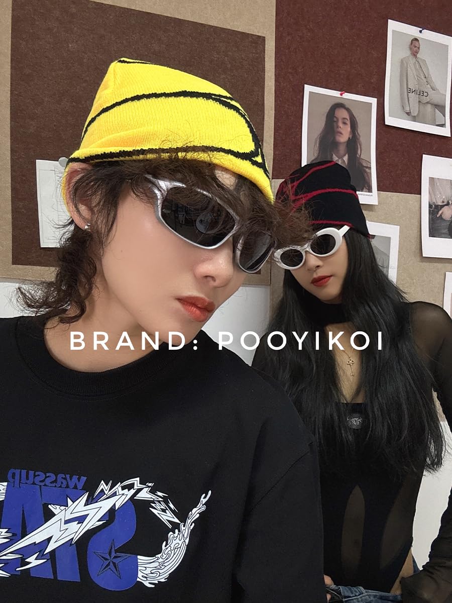 Y2K Knitted Beanies Hat Men Women Graphic Vintage Cap Gothic Warm Knitted Hat Streetwear Trend Beanie