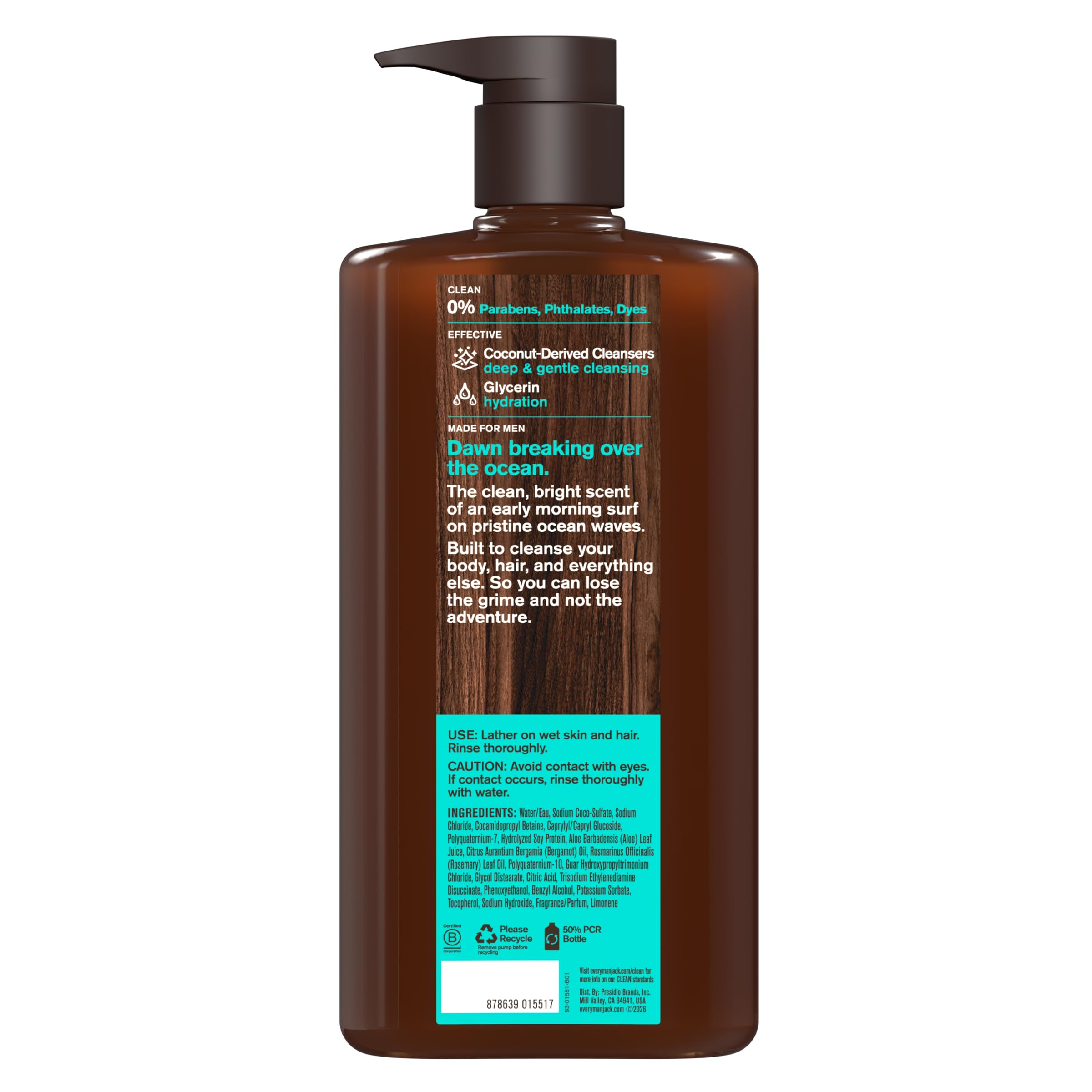 Every Man Jack 3-in-1 All Over Body Wash for Men, Cedar Red Sage, 2pk