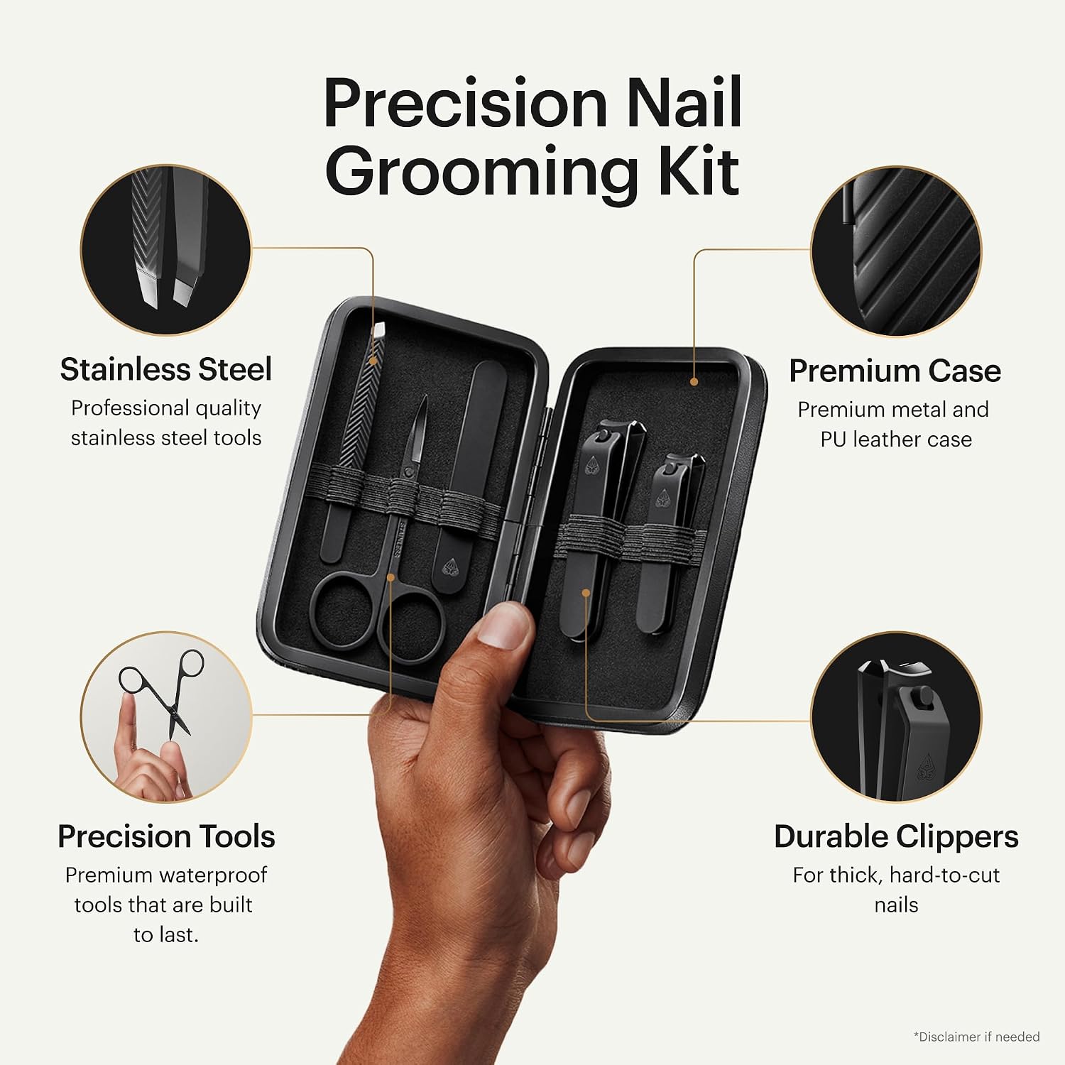 MANSCAPED® Shears 3.0, 5-Piece Precision Men’s Nail Grooming Travel Kit