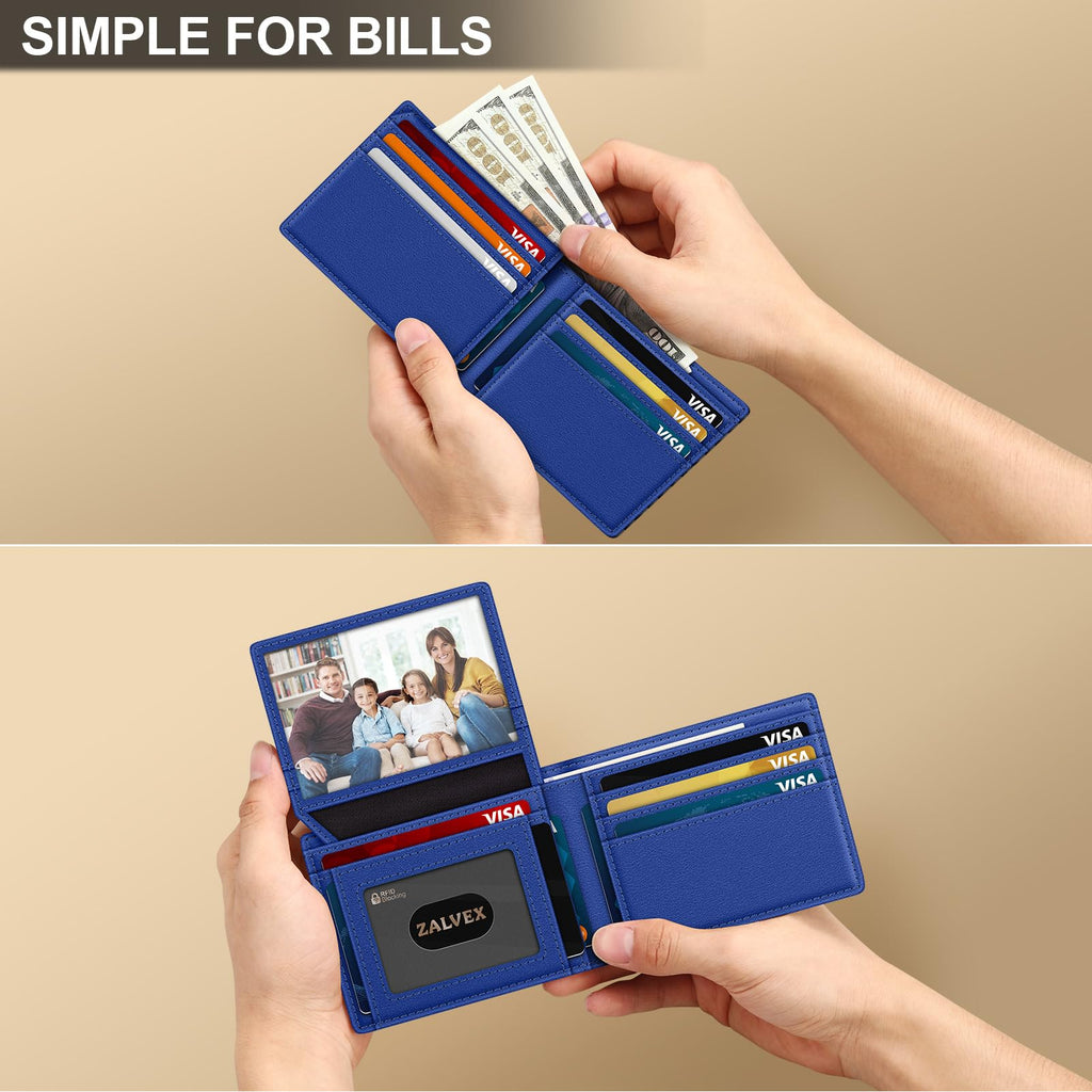 ZALVEX Wallet for Men Slim RFID Blocking Leather Credit Card Holder Wallet