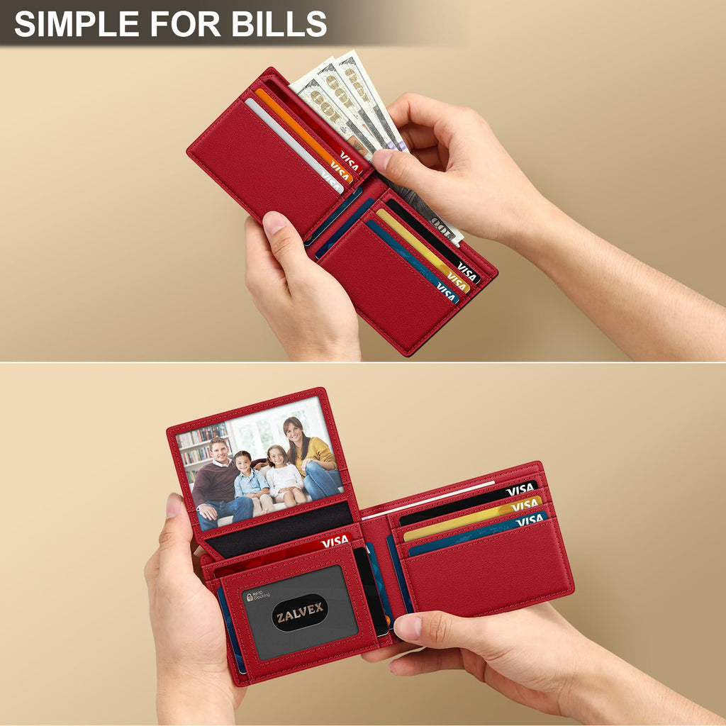 ZALVEX Wallet for Men Slim RFID Blocking Leather Credit Card Holder Wallet