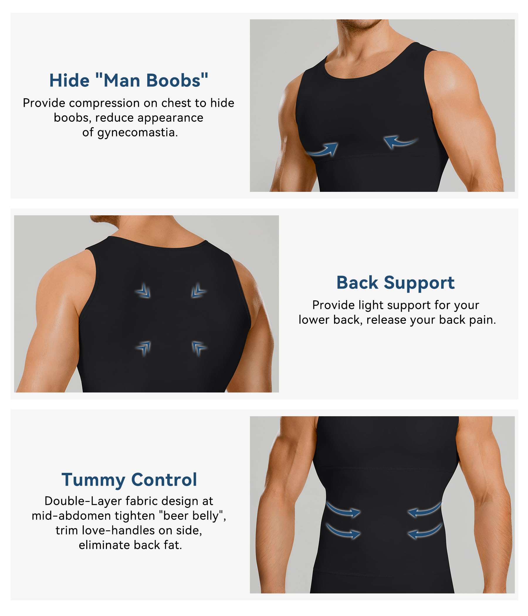 Mens Compression Shirt Slimming Body Shaper Vest Workout Tank Tops Abdomen