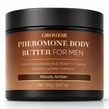 Pheromone Body Butter Men, Mens Skin Cream, Cologne-Inspired Fragrance Moisturizer with Shea Butter, Cocoa Butter & Coconut Oil, Non-Greasy Hydrating Body Cream - Woody Amber