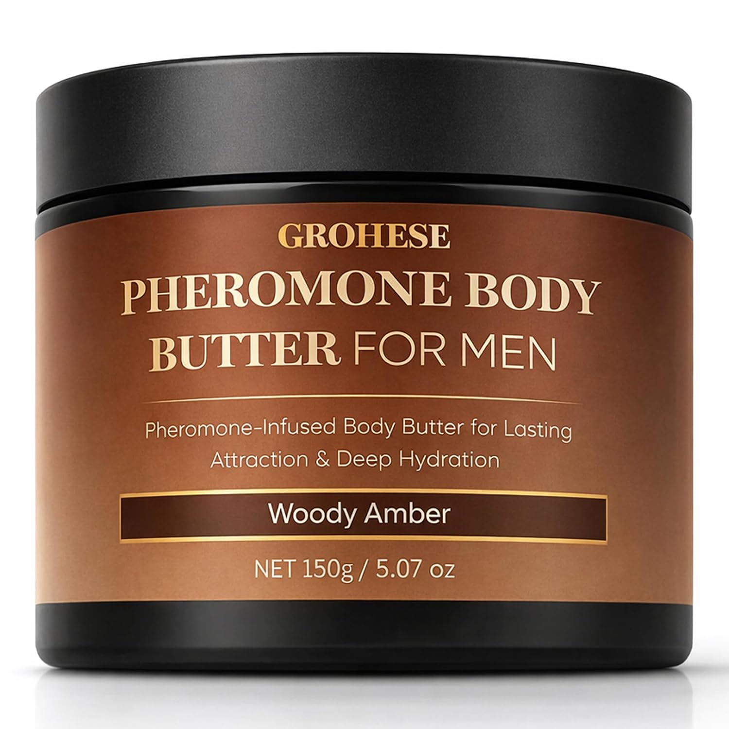 Pheromone Body Butter Men, Mens Skin Cream, Cologne-Inspired Fragrance Moisturizer with Shea Butter, Cocoa Butter & Coconut Oil, Non-Greasy Hydrating Body Cream - Woody Amber