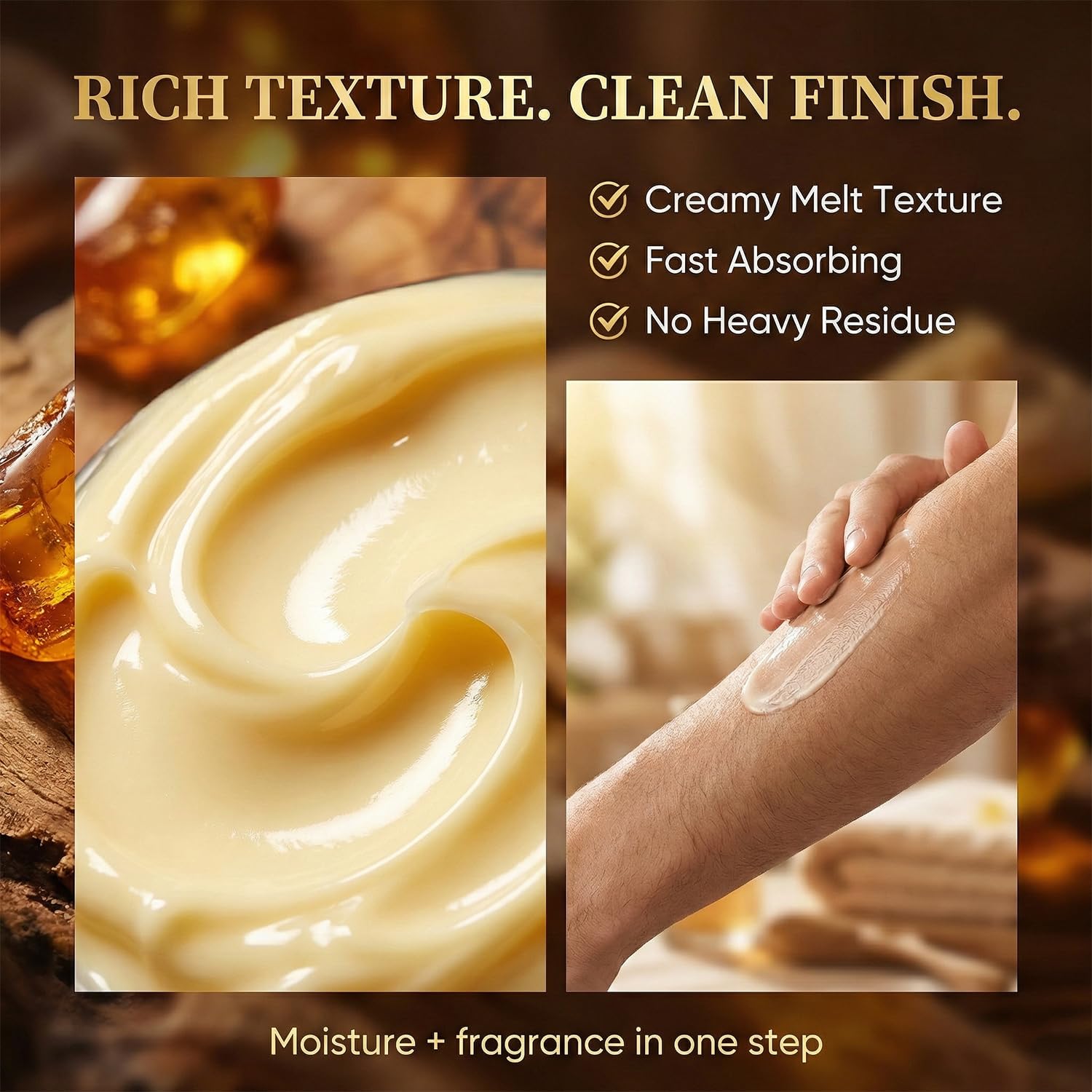 Pheromone Body Butter Men, Mens Skin Cream, Cologne-Inspired Fragrance Moisturizer with Shea Butter, Cocoa Butter & Coconut Oil, Non-Greasy Hydrating Body Cream - Woody Amber
