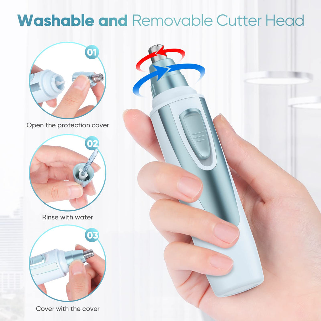 Ear and Nose Hair Trimmer Clipper - 2026 Professional Painless Eyebrow & Facial Hair Trimmer for Men Women,Battery-Operated Trimmer with IPX7 Waterproof,Dual Edge Blades for Easy Cleansing Black