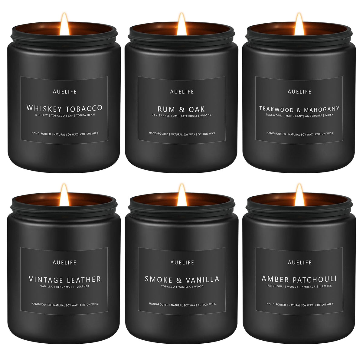 Auelife Candles for Men Gift Set, 4 Pack Soy Wax, Masculine