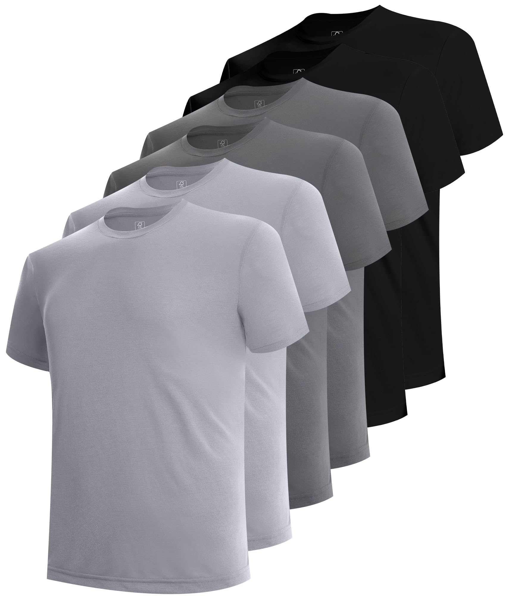 BAMBOO COOL Men's Undershirts Moisture Wicking Crewneck T Shirts 6 Pack