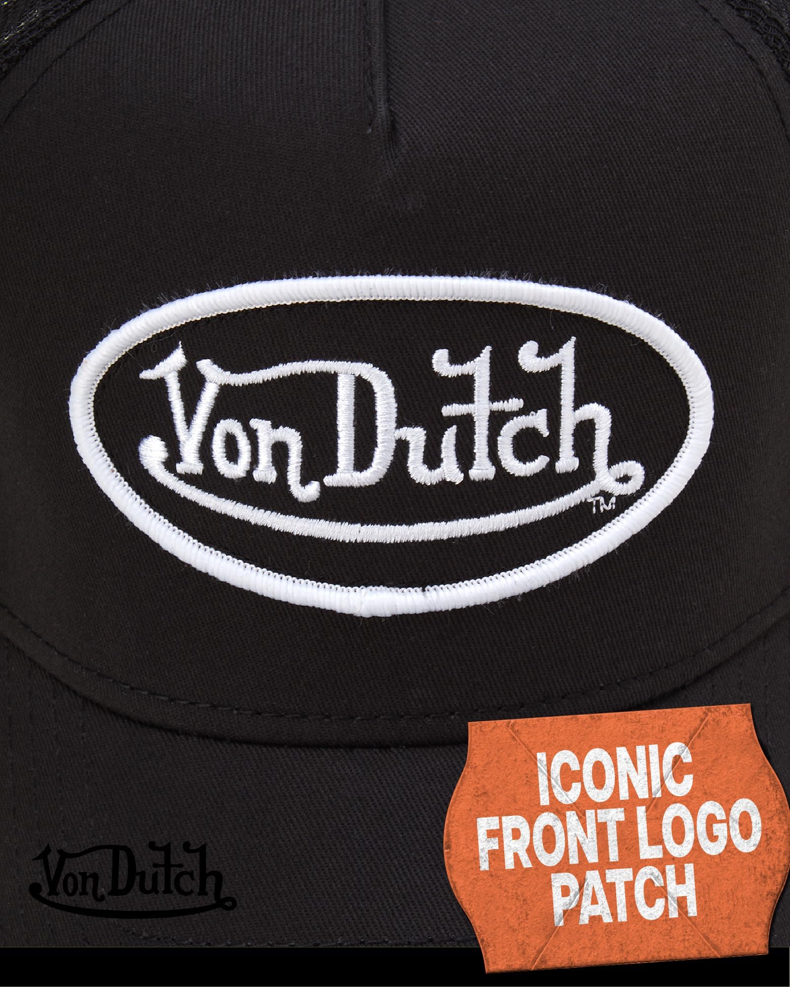 Von Dutch Unisex Trucker Hat - Retro Classic Solid Color Mesh Back Snapback Baseball Cap for Men & Women.
