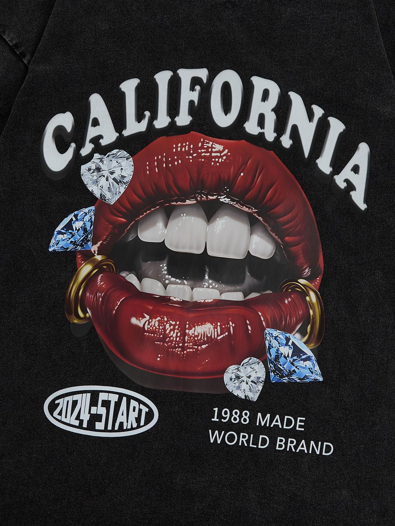 WDIRARA Men's Lip Graphic Tee Shirt Vintage Hip Hop Y2k Streetwear Top