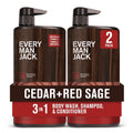 Every Man Jack 3-in-1 All Over Body Wash for Men, Cedar Red Sage, 2pk