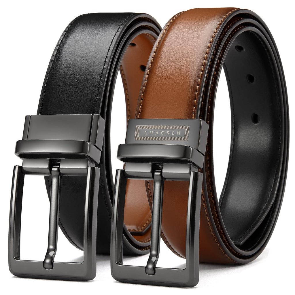 CHAOREN Reversible Belt Men 1 Piece - 1.25" Leather Dress Belt