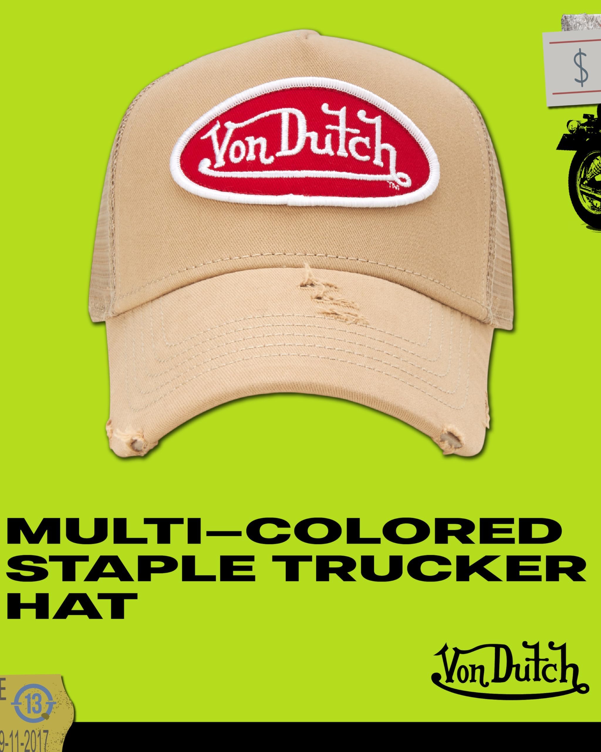 Von Dutch Unisex Trucker Hat - Retro Classic Solid Color Mesh Back Snapback Baseball Cap for Men & Women.