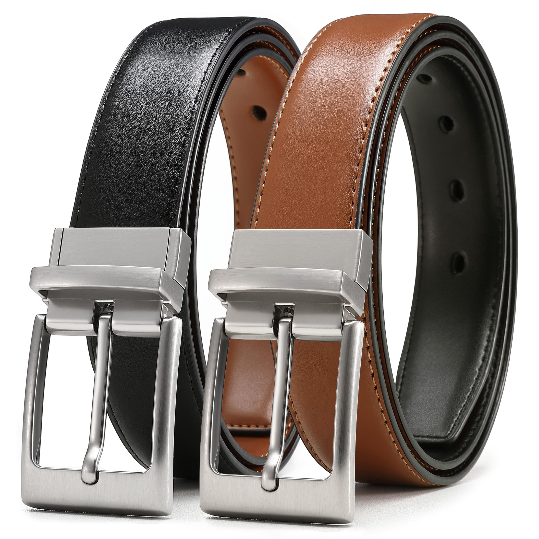 CHAOREN Reversible Belt Men 1 Piece - 1.25" Leather Dress Belt