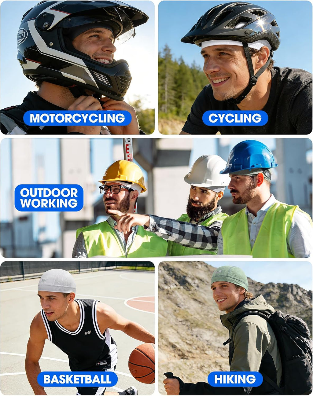3-Pack Camo Helmet Liner Skull Cap Breathable Mesh for Men Women