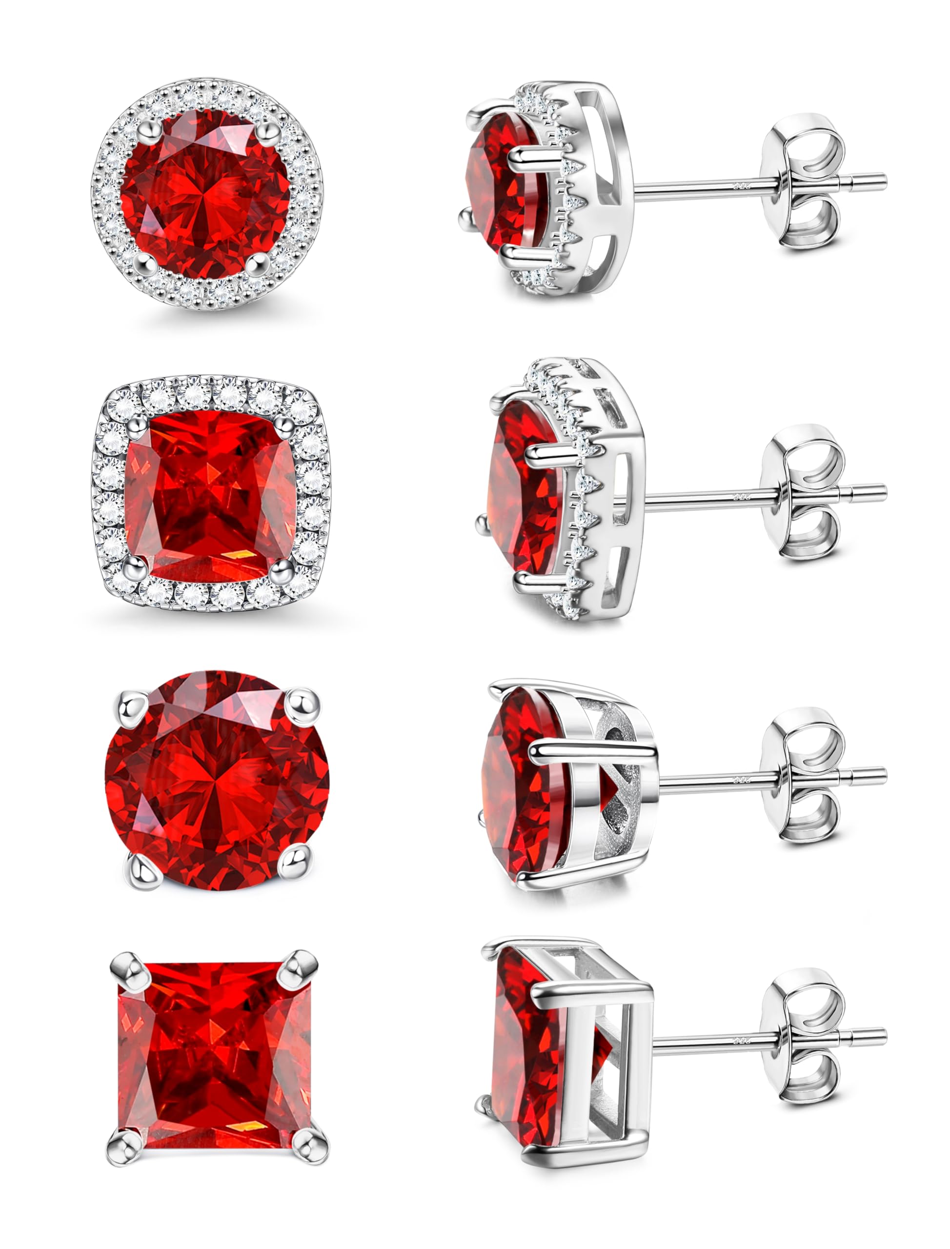 MILACOLATO S925 Sterling Silver Stud Earrings for Women Men Hypoallergenic 18K Gold Plated Cubic Zirconia Earrings Studs Brilliant Simulated Diamond Halo Earring for Sensitive Ears