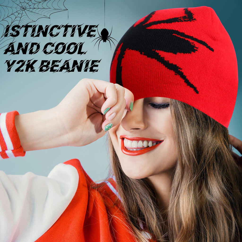 Ramede 4 Pcs Y2k Beanie - Double Sided Graphic Beanies for Men and Women, Acrylic Knitted Y2k Hats Accessories