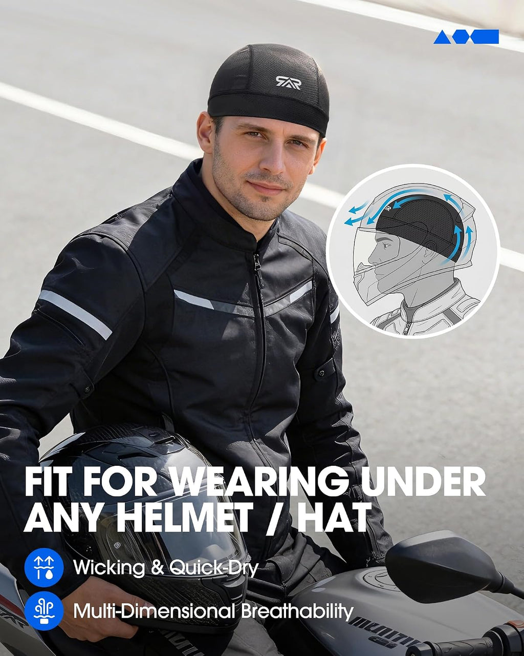 3-Pack Camo Helmet Liner Skull Cap Breathable Mesh for Men Women