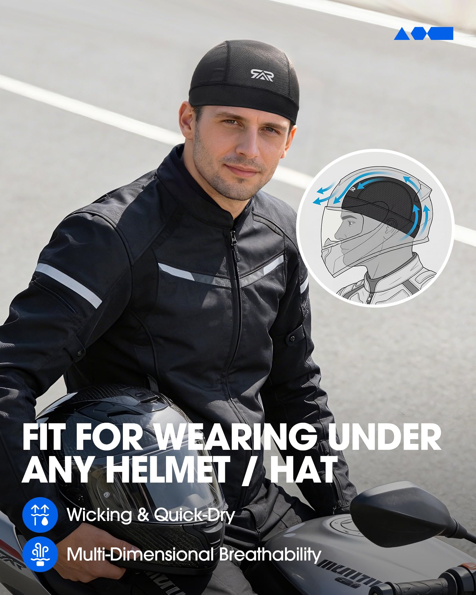 3-Pack Camo Helmet Liner Skull Cap Breathable Mesh for Men Women