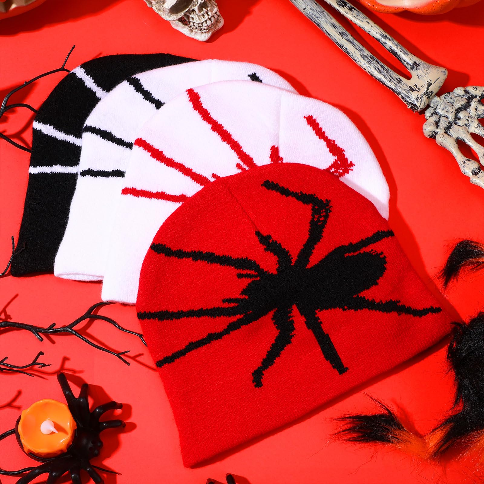 Ramede 4 Pcs Y2k Beanie - Double Sided Graphic Beanies for Men and Women, Acrylic Knitted Y2k Hats Accessories