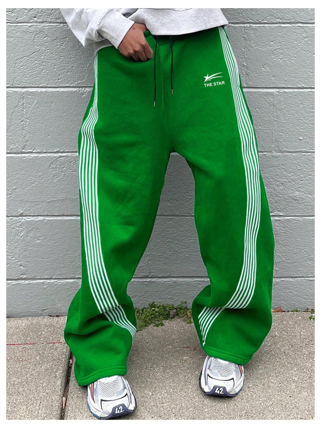 SHENHE Men's Y2k Graphic Track Striped Parachute Wide Leg Sweatpants
