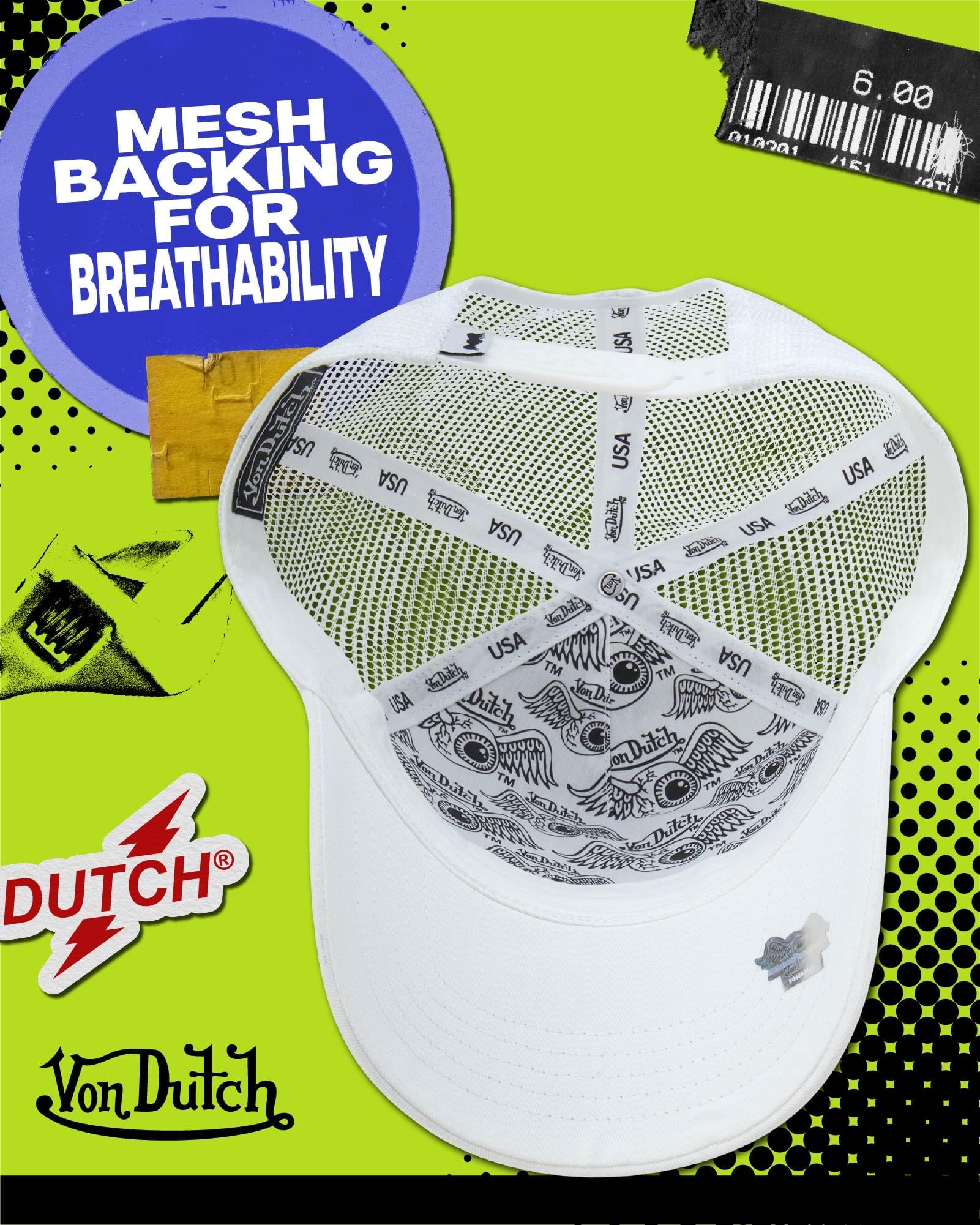 Von Dutch Unisex Trucker Hat - Retro Classic Solid Color Mesh Back Snapback Baseball Cap for Men & Women.