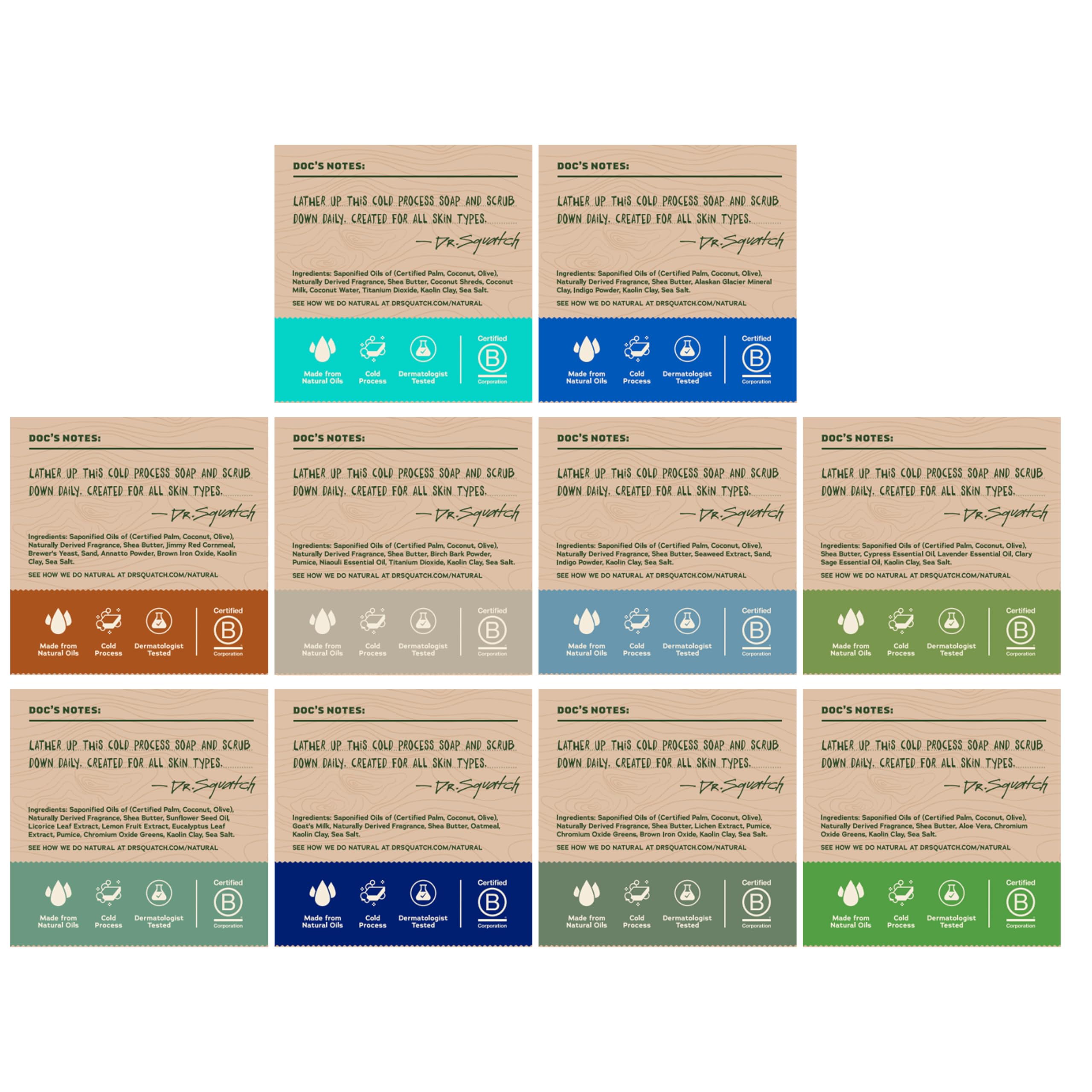 Dr. Squatch Natural Men’s Bar Soap - Cold Process Body Soap Bar with Natural Oils - Gifts for Men - Birchwood Breeze, Coconut Castway, Summer Citrus, Pine Tar & more (5 oz, 10-Pack)