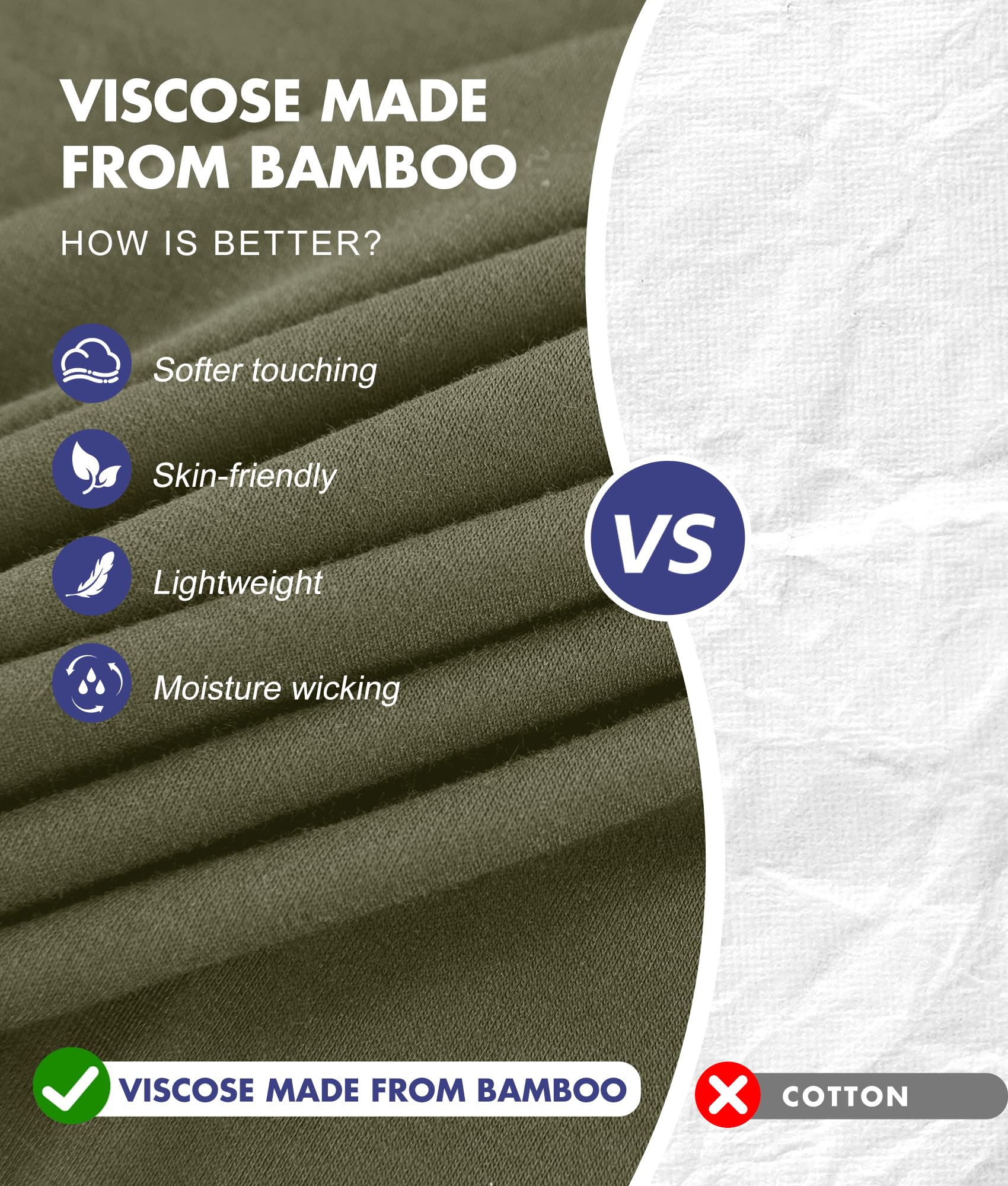 BAMBOO COOL Men's Undershirts Moisture Wicking Crewneck T Shirts 6 Pack