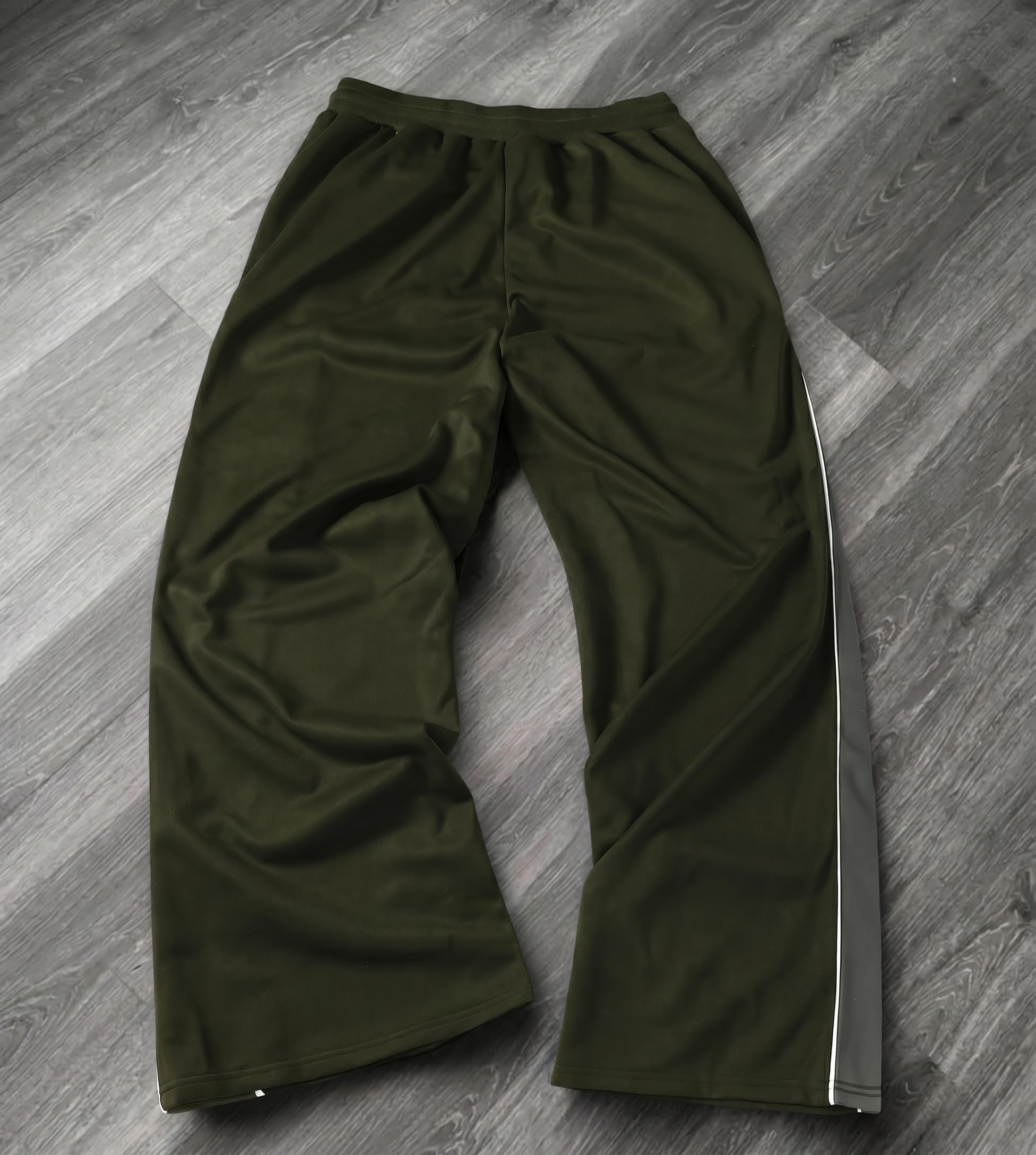 QJQ Men's Baggy Track Pants Casual Wide Leg Striped Side Sweatpants Drawstring Elastic Waist Y2k Streetwear