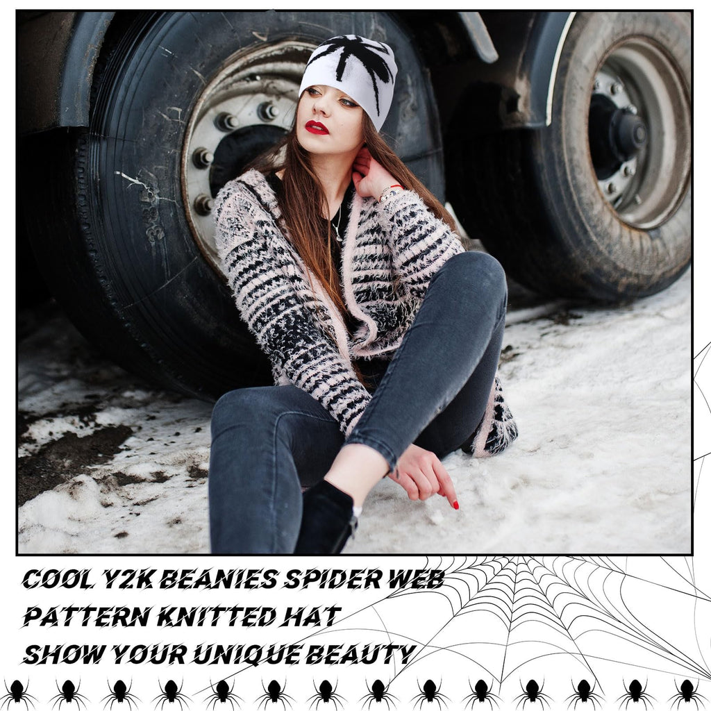 Ramede 4 Pcs Y2k Beanie - Double Sided Graphic Beanies for Men and Women, Acrylic Knitted Y2k Hats Accessories