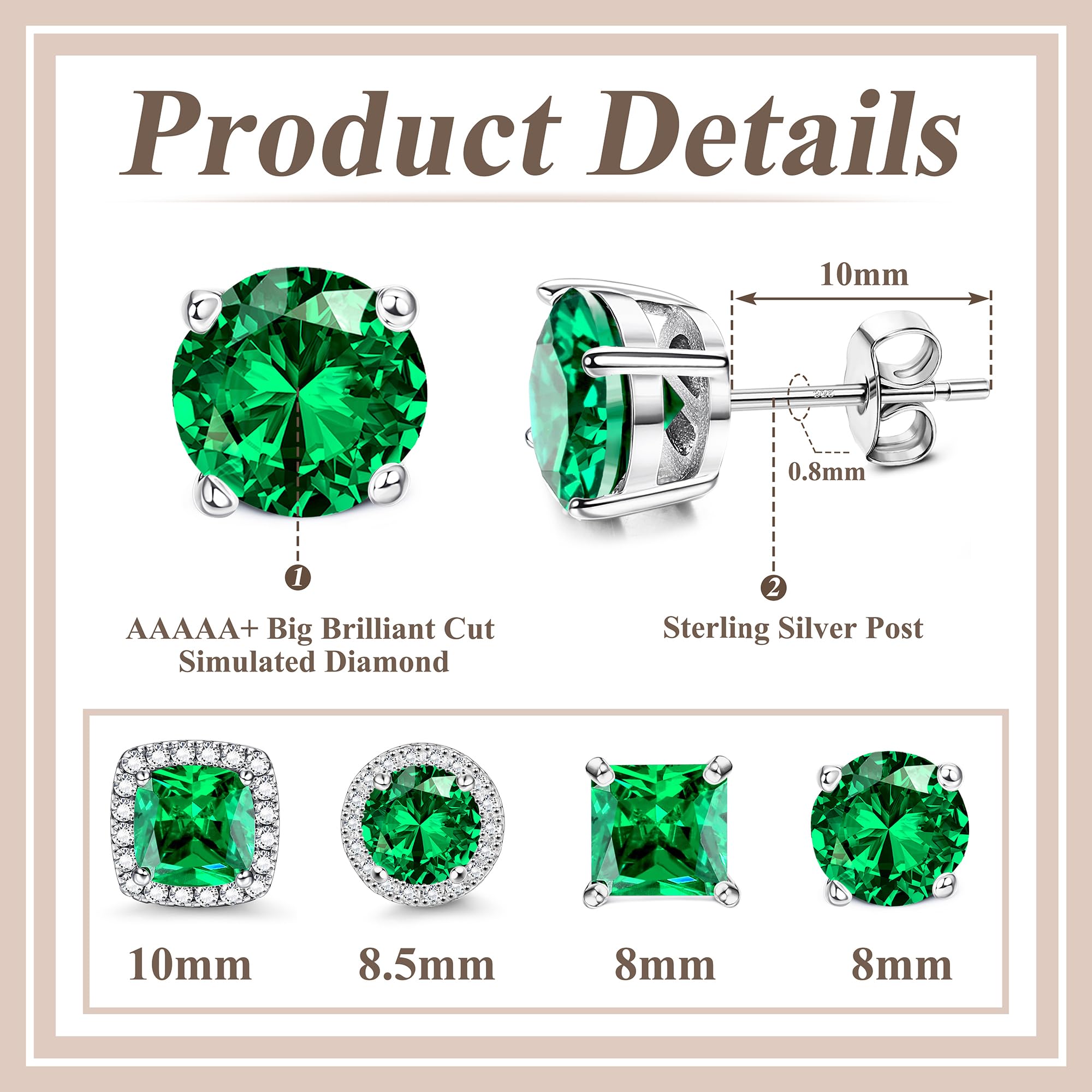 MILACOLATO S925 Sterling Silver Stud Earrings for Women Men Hypoallergenic 18K Gold Plated Cubic Zirconia Earrings Studs Brilliant Simulated Diamond Halo Earring for Sensitive Ears