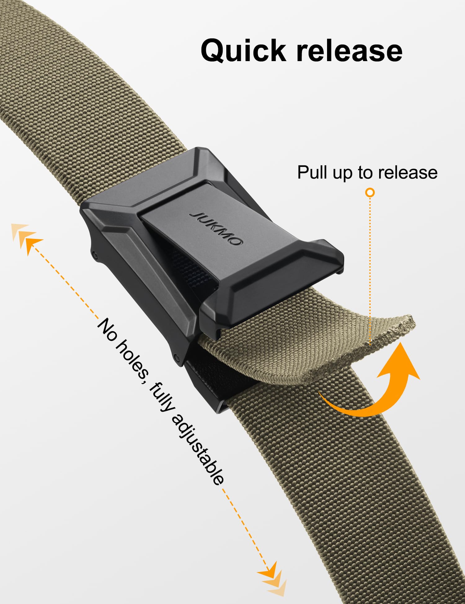 JUKMO Men's Stretch Tactical Belt, 1.5" Elastic Nylon Web with Flip Buckle
