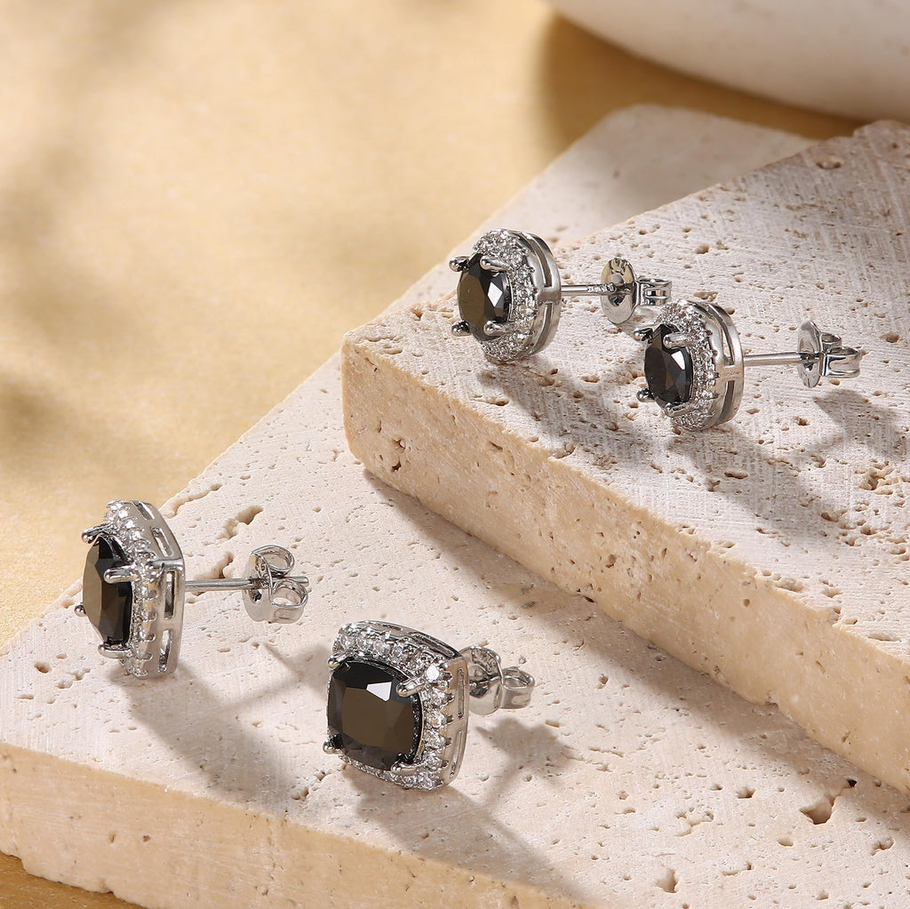 18K Gold Plated Halo Stud Earrings 925 Sterling Silver Cubic Zirconia Stud Earrings Round Square Diamonique Stud Earrings Set for Women Men