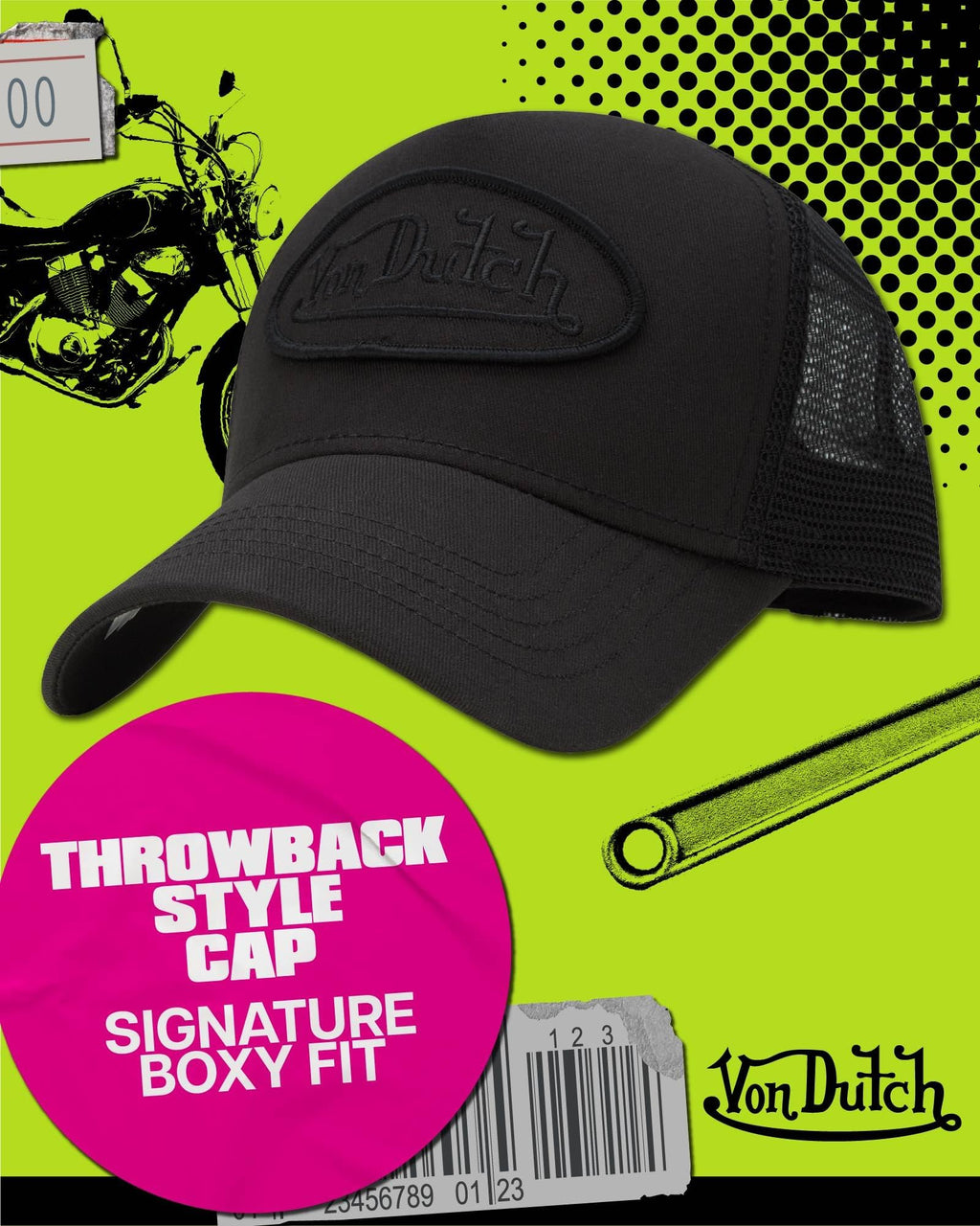 Von Dutch Unisex Trucker Hat - Retro Classic Solid Color Mesh Back Snapback Baseball Cap for Men & Women.