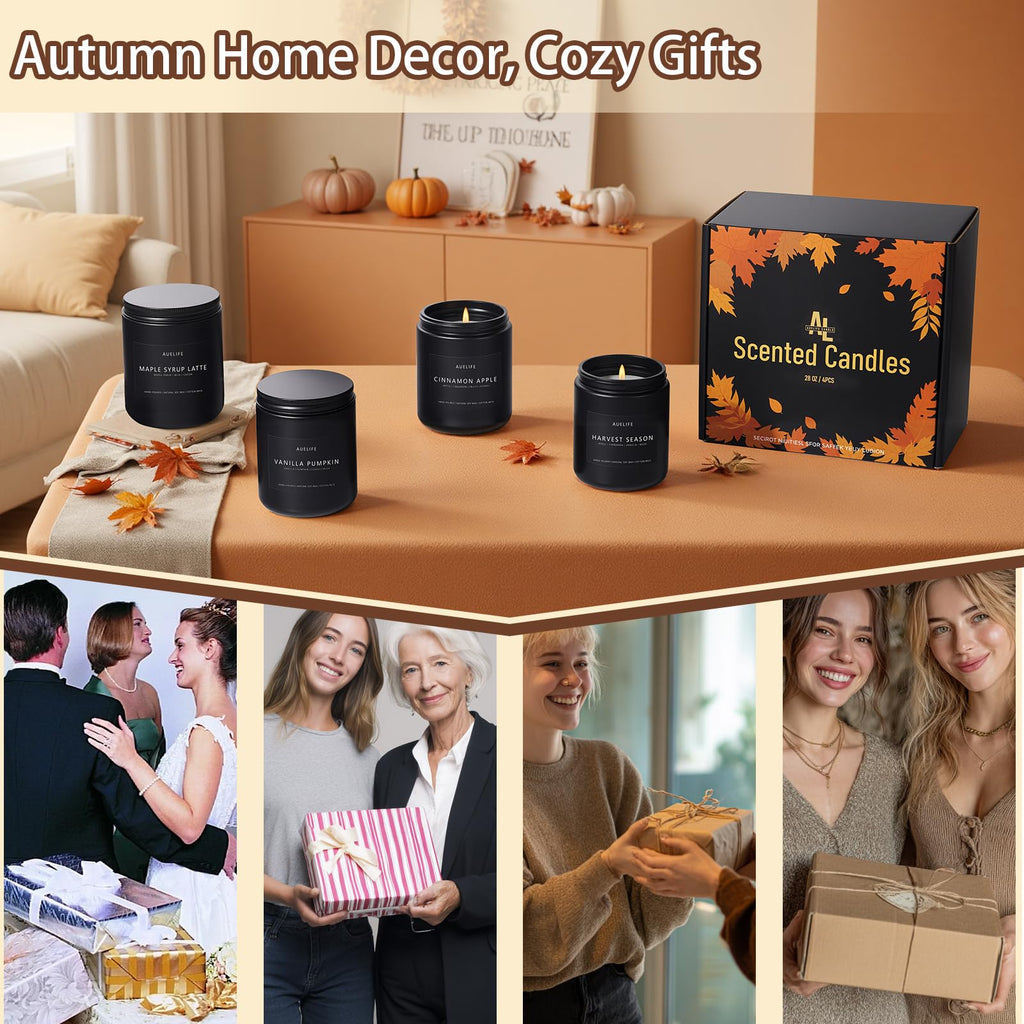 Auelife Candles for Men Gift Set, 4 Pack Soy Wax, Masculine