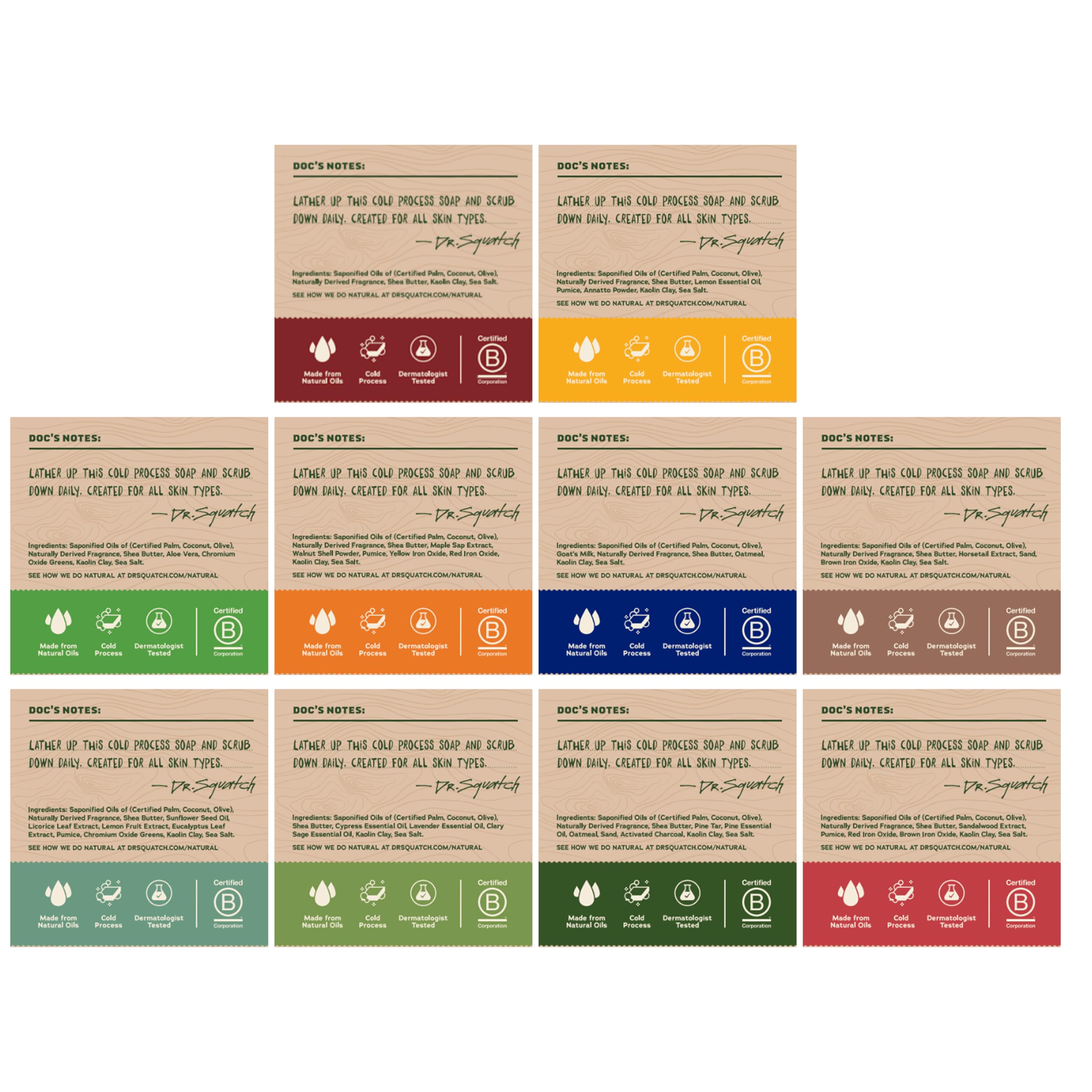 Dr. Squatch Natural Men’s Bar Soap - Cold Process Body Soap Bar with Natural Oils - Gifts for Men - Birchwood Breeze, Coconut Castway, Summer Citrus, Pine Tar & more (5 oz, 10-Pack)