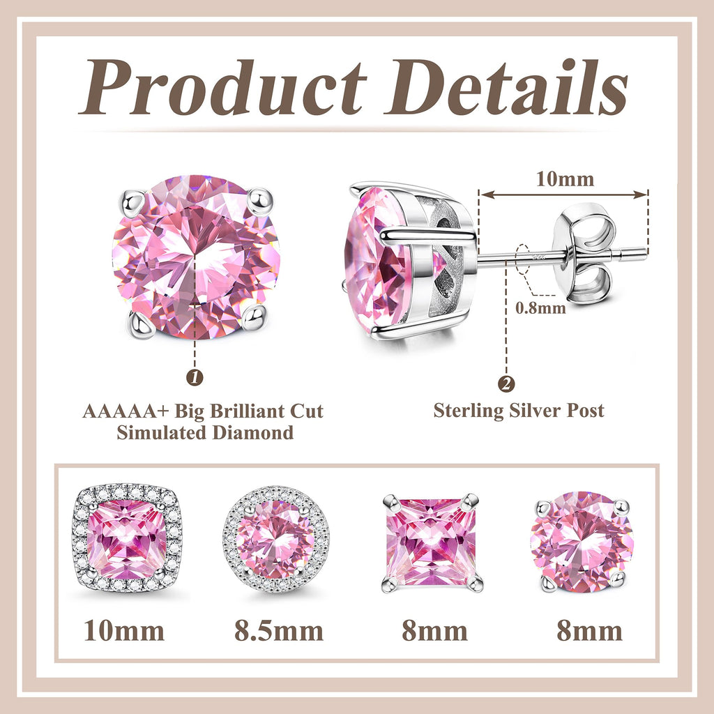 MILACOLATO S925 Sterling Silver Stud Earrings for Women Men Hypoallergenic 18K Gold Plated Cubic Zirconia Earrings Studs Brilliant Simulated Diamond Halo Earring for Sensitive Ears