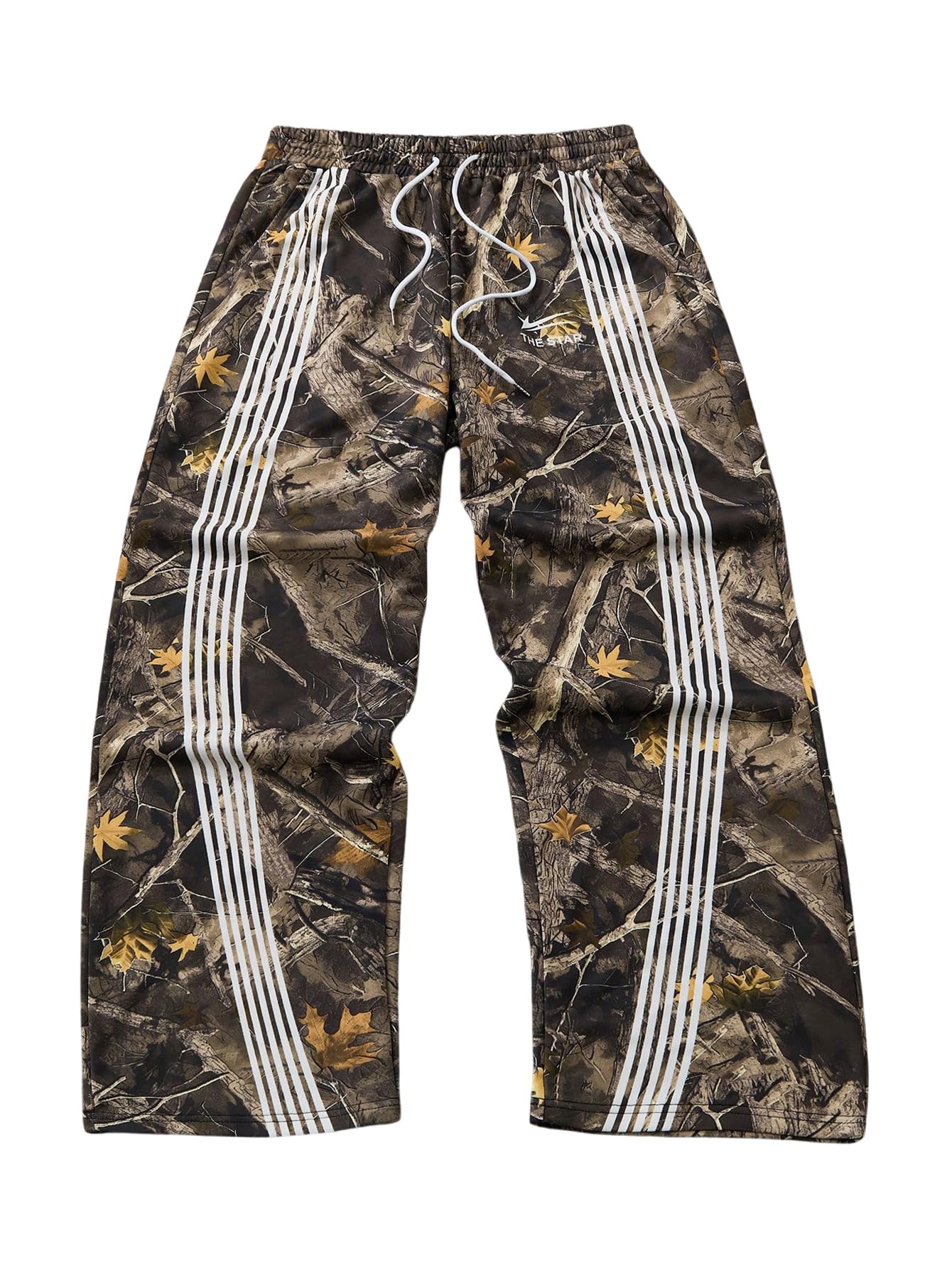SHENHE Men's Y2k Graphic Track Striped Parachute Wide Leg Sweatpants