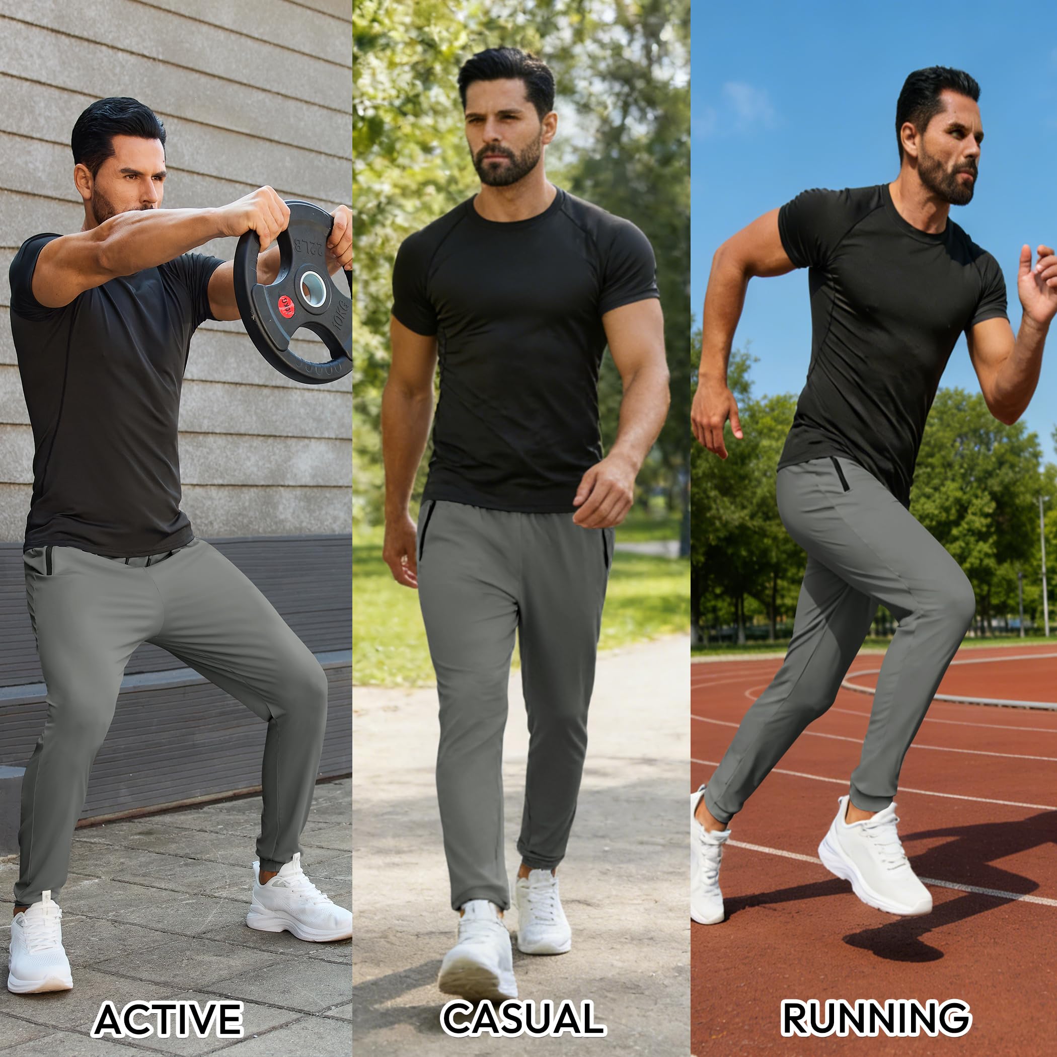 Mens Sweatpants with Zipper Pockets Lightweight Athletic Joggers for Workout Running Gym Track Casual Wear