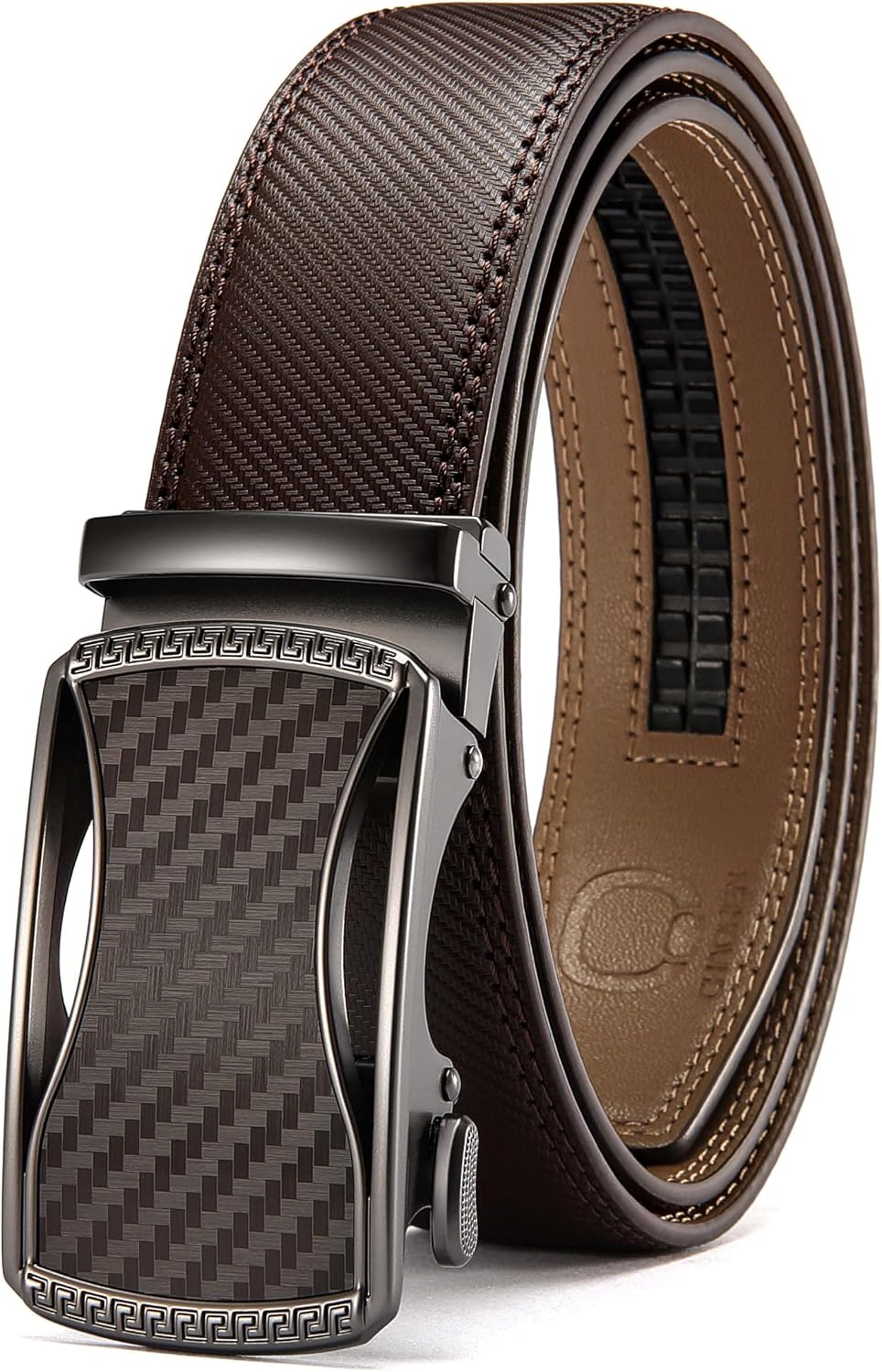 CHAOREN Men's Leather Ratchet Belt - Customizable Fit (35mm)