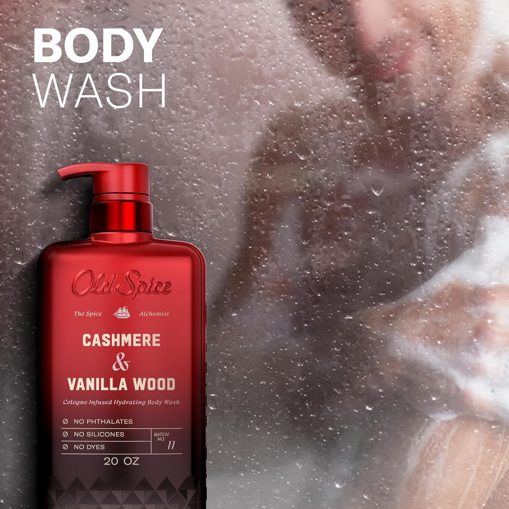 Old Spice Body Wash for Men, Cashmere + Vanilla Wood Scent, 20 fl oz